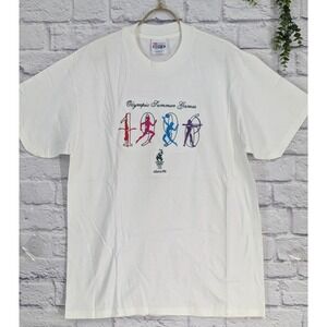 NWOT🇺🇸Atlanta 1996 Olympic Games T-Shirt L Vtg Embroidered Hanes Single Stitch